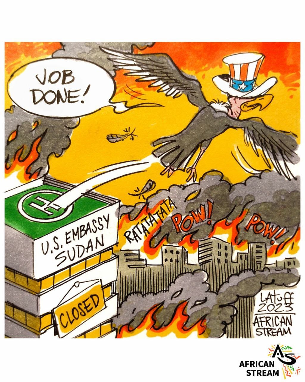 African Stream &amp; Carlos Latuff - Sudan, 2023 #news #politicalcartoons