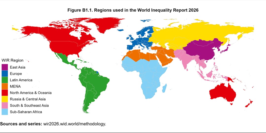 Regions used in the World Inequality Report #news #MapPorn